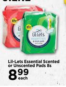 Lil-Lets Essential Scented Or Unscented Pads-8s Each