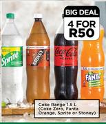 Coke Range (Coke Zero, Fanta Orange, Sprite Or Stoney)-For 4 x 1.5L