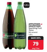 Appletiser Or Grapetiser Sparkling Fruit Juice (All Variants)-For 2 x 1.25L 