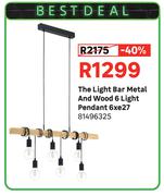 The Light Bar Metal And Wood 6 Light Pendant 6xe27 81496325