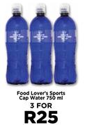 Food Lover's Sports Cap Water-For 3 x 750ml