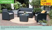 Novara Relax Set Grey 2 Arm Chairs 1 Sofa And Coffee Table/ Storage Unit