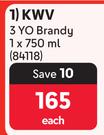 KWV 3 Yo Brandy-750ml Each