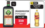 Jagermeister Herbal Liqueur-1L Each