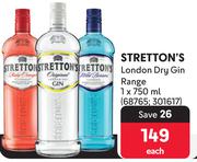 Stretton's London Dry Gin Range-750ml Each