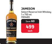 Jameson Select Reserve Irish Whisky-750ml Each