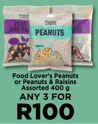 Food Lover's Peanuts Or Peanuts & Raisins Assorted-For Any 3 x 400g