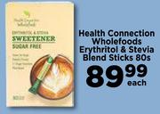 Health Connection Wholefoods Erythritol & Stevia Blend Sticks-80s Each