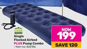 Camp Master Single Flocked Airbed Plus Pump Combo
