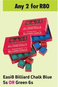 Easi8 Billiard Chalk Blue 5's Or Green 6's Pack- For Any 2