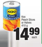 Koo Peach Slices Or Halves-410g Each
