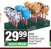 Spar Christmas Candy Cane With Finger Puppet Assorted-Each