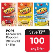 Popz Microwave Popcorn (All Variants)-3 x 85g
