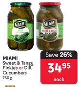 Miami Sweet & Tangy Pickles Or Dill Cucumbers-760g Each