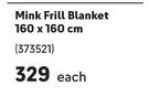 Sesli Frill Mink Blanket 160 x 160cm