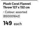 Home Living Plush Coral Flannel Throw 127 x 152cm-Each