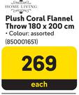 Home Living Plush Coral Flannel Throw 180 x 200cm-Each