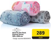 Home Living Glow In The Dark flannel Throw 150 x 200cm-Each