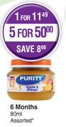 Purity Apple & Mango 6 Months Assorted-For 5 x 80ml