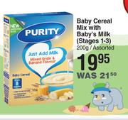 Purity Baby Cereal Mix With Baby's Milk (Stages 1-3) Assorted-200g