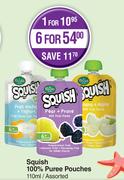 Squish 100% Puree Pouches Assorted-For 6 x 110ml