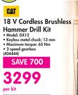 CAT 18V Cordless Brushless Hammer Drill DX12-Per Kit