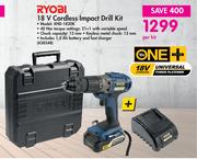 Ryobi 18V Cordless Impact Drill Kit XHD-1820K-Per Kit