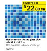 Mosaic Reconstituted Glass Blue Mix-32.7 x 32.7cm Each