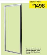 Shower Door Front Access Pivot Nerea Clear Glass Silver Profile-70 x 185cm