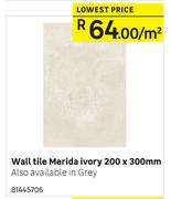 Wall Tile Merida Ivory-200 x 300mm Per Sqm