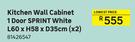 Kitchen Wall Cabinet 1 Door Sprint White-L60 x H58 x D35cm(x2)