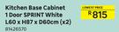 Kitchen Base Cabinet 1 Door Sprint White-L60 x H87 x D60cm(x2)