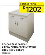 Kitchen Base Cabinet 2 Draw/2 Door Sprint White-L80 x H87 x D60cm