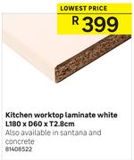 Kitchen Worktop Laminate White-L180 x D60 x T2.8cm