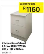 Kitchen Base Cabinet 2 Draw Sprint White-L80 x H87 x D60cm
