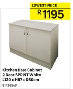 Kitchen Base Cabinet 2 Door Sprint White-L120 x H87 x D60cm