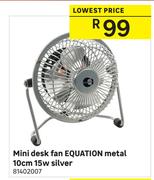 Mini Desk Fan Equation Metal 10cm 15W Silver