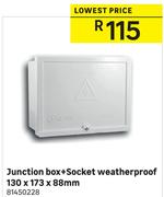Junction Box + Socket Weatherproof-130 x 173 x 88mm