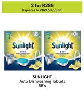 0Sunlight Auto Dishwashing Tablets-For 2 x 56's