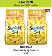 Sunlight Hand Washing Powder-For 2 x 5Kg