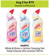 Harpic White & Shine Or Active Cleaning Gel Toilet Cleaner (All Variants)-For 3 x 750ml