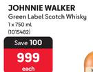 Johnnie Walker Green Label Scotch Whisky-750ml Each