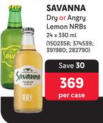 Savanna Dry Or Angry Lemon NRBs-24 x 330ml Per Case