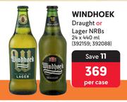 Windhoek Draught Or Lager NRBs-24 x 440ml Per Case