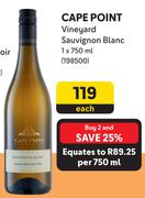 Cape Point Vineyard Sauvignon Blanc-750ml Each