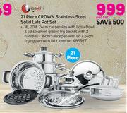 Tissolli 21 Piece Crown Stainless Steel Solid Lids Pot Set-Per Set