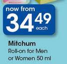Mitchum Roll On For Men Or Women-50ml Each
