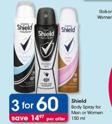 Shield Body Spray For Men Or Women-3 x 150ml