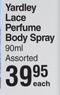 Yardley Lace Perfume Body Spray Assorted-90ml Each