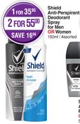 Shield Anti Perspirant Deodorant Spray For Men Or Women Assorted-150ml